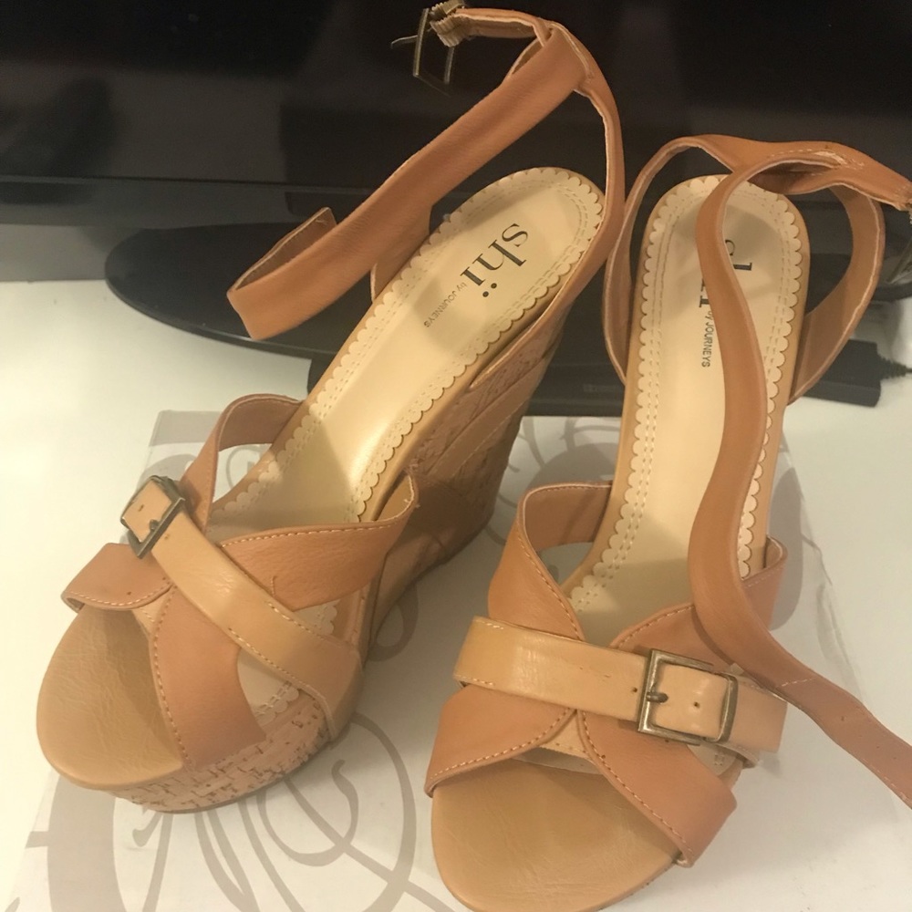 Tan Cork Wedges